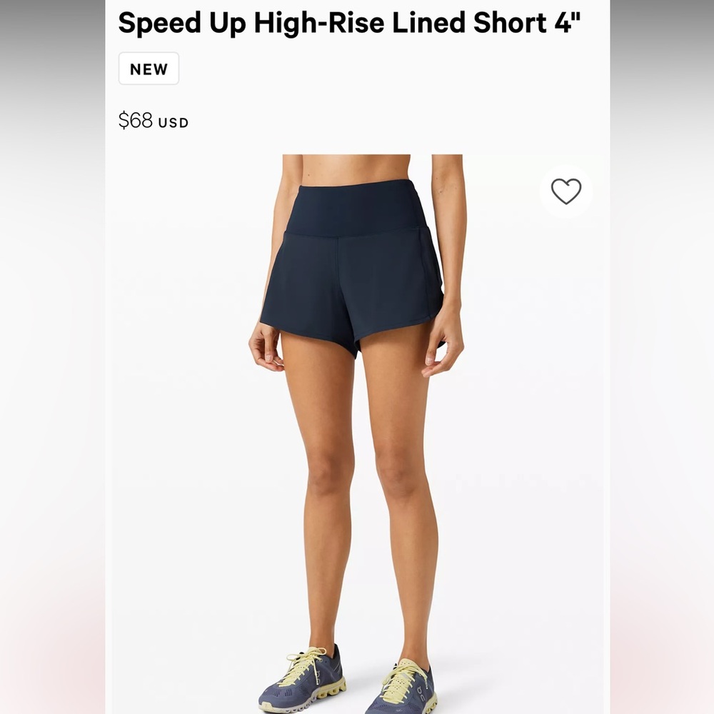 Never worn no tags lululemon speed up high rise shirts size 4